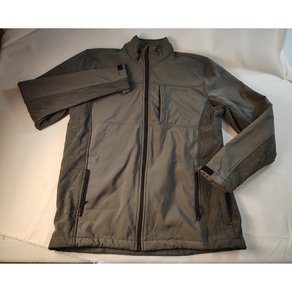 Magellan Outdoors Mens Gray Full Zip Softshell Jacket Medium Water Resistant